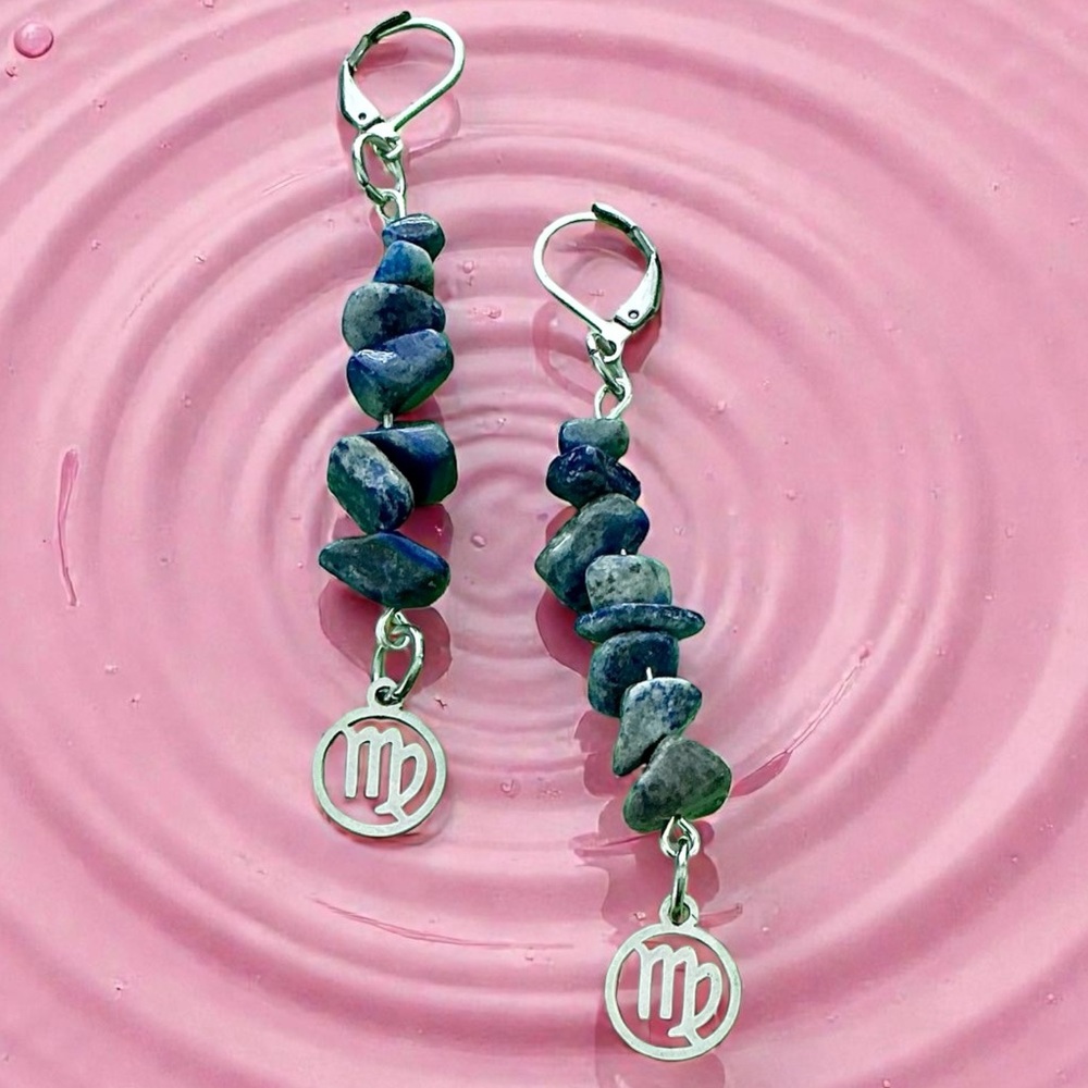 🆕 Virgo Zodiac Gemstones Dangle Earrings-Stainless Steel